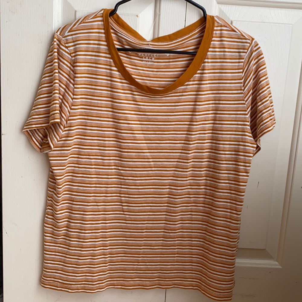 Orange/yellow and white striped Aeropostale shirt